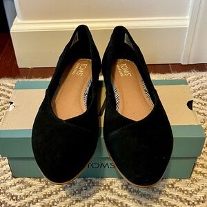 TOMS Women's Jutti Neat Black Suede Flats